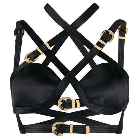 versace bondage top|NWT Versace Fall 2019 Runway Black Silk Satin Cage Bra .